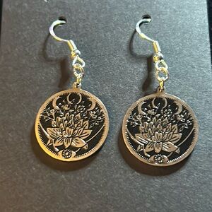 Lotus moon earrings